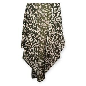 Rafi Accessories Floral Print Kimono Olive‎ Green Open Front Cover Up
